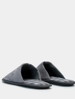 Piazza Italia Pantofola in tessuto con ricamo stella dei venti - Grigio Cheap