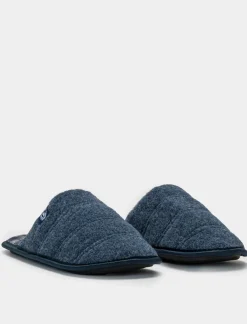 Piazza Italia Pantofola in tessuto con soletta a quadroni - Blu Hot