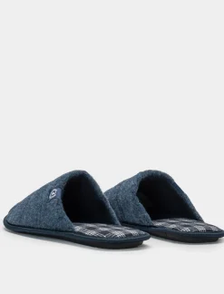 Piazza Italia Pantofola in tessuto con soletta a quadroni - Blu Hot