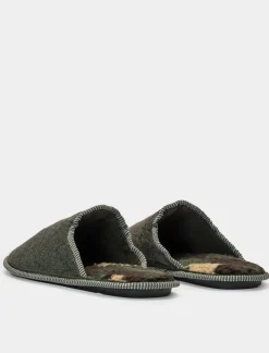 Piazza Italia Pantofola in tessuto con stampa militare sulla soletta - Ve.milit. Verde Cheap