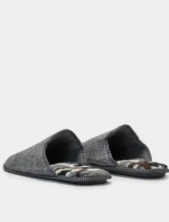 Piazza Italia Pantofola in tessuto con stampa militare sulla soletta - Grigio Cheap