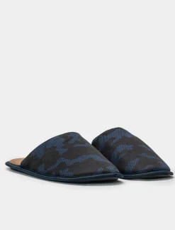 Piazza Italia Pantofola in tessuto con stampa mimetica - Blu Sale