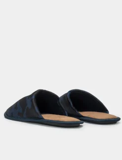 Piazza Italia Pantofola in tessuto con stampa mimetica - Blu Sale