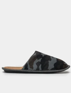Piazza Italia Pantofola in tessuto con stampa mimetica - Grigio Cheap