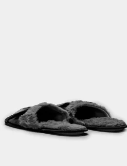 Piazza Italia Pantofola in tessuto con fiocco - Nero Outlet