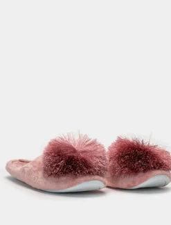 Piazza Italia Pantofola in tessuto con pon-pon - Rosa New