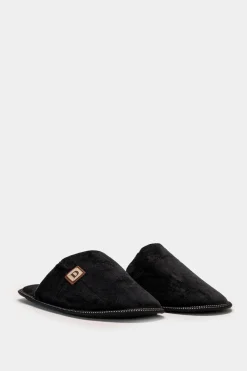 Piazza Italia Pantofola in tessuto effetto velluto - Nero Discount