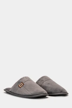 Piazza Italia Pantofola in tessuto effetto velluto - Grigio Discount