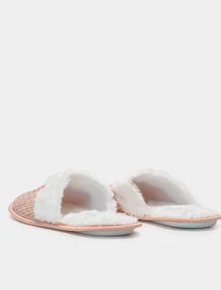 Piazza Italia Pantofola in tessuto effetto uncinetto - Rosa Sale