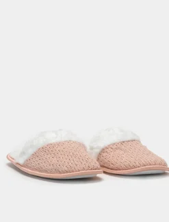 Piazza Italia Pantofola in tessuto effetto uncinetto - Rosa Sale