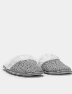 Piazza Italia Pantofola in tessuto effetto uncinetto - Grigio Best Sale