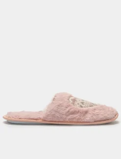 Piazza Italia Pantofola in tessuto furry con cuore - Rosa Discount