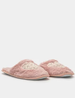Piazza Italia Pantofola in tessuto furry con cuore - Rosa Discount