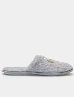 Piazza Italia Pantofola in tessuto furry con cuore - Grigio Sale