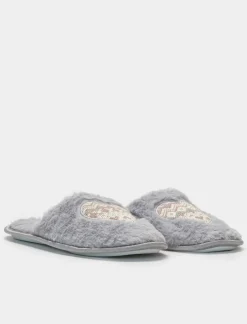Piazza Italia Pantofola in tessuto furry con cuore - Grigio Sale
