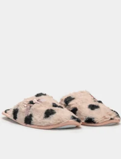 Piazza Italia Pantofola in tessuto furry con effetto maculato - Rosa Cheap