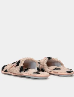 Piazza Italia Pantofola in tessuto furry con effetto maculato - Rosa Cheap
