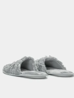 Piazza Italia Pantofola in tessuto furry con paillettes - Grigio Fashion
