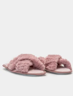 Piazza Italia Pantofola in tessuto furry con fasce incrociate - Rosa Discount