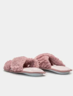 Piazza Italia Pantofola in tessuto furry con fasce incrociate - Rosa Discount