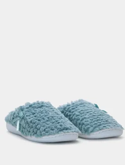 Piazza Italia Pantofola in tessuto furry con fiocco e fondo alto - Turchese Azzurro New