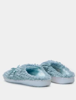 Piazza Italia Pantofola in tessuto furry con fiocco e fondo alto - Turchese Azzurro New