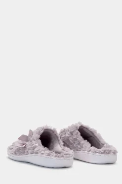 Piazza Italia Pantofola in tessuto furry con paillettes e fondo alto - Grigio Outlet