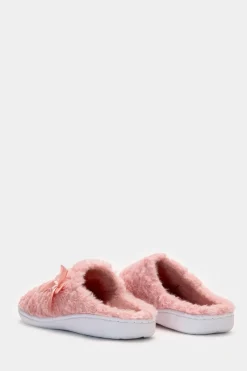 Piazza Italia Pantofola in tessuto furry con fiocco e fondo alto - Rosa Store