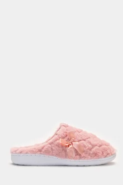 Piazza Italia Pantofola in tessuto furry con fiocco e fondo alto - Rosa Store