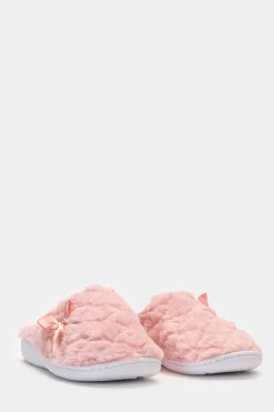 Piazza Italia Pantofola in tessuto furry con fiocco e fondo alto - Rosa Store