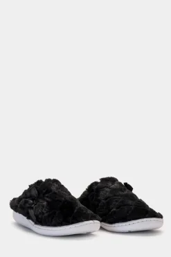 Piazza Italia Pantofola in tessuto furry con fiocco e fondo alto - Nero Store