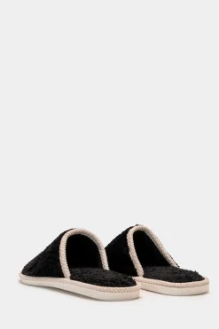 Piazza Italia Pantofola in tessuto furry con fondo rialzato - Nero Flash Sale