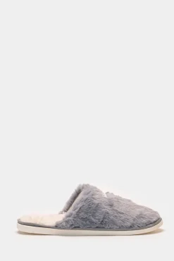 Piazza Italia Pantofola in tessuto furry con fondo rialzato - Grigio New