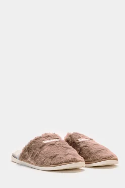 Piazza Italia Pantofola in tessuto furry con fondo rialzato - Beige Sale