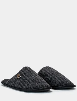 Piazza Italia Pantofola in tessuto, in due varianti colore. - Nero Outlet