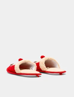 Piazza Italia Pantofola in tessuto con ornamento renna - Rosso New
