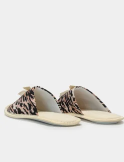 Piazza Italia Pantofola zebrata in tessuto con fiocco - Beige Clearance