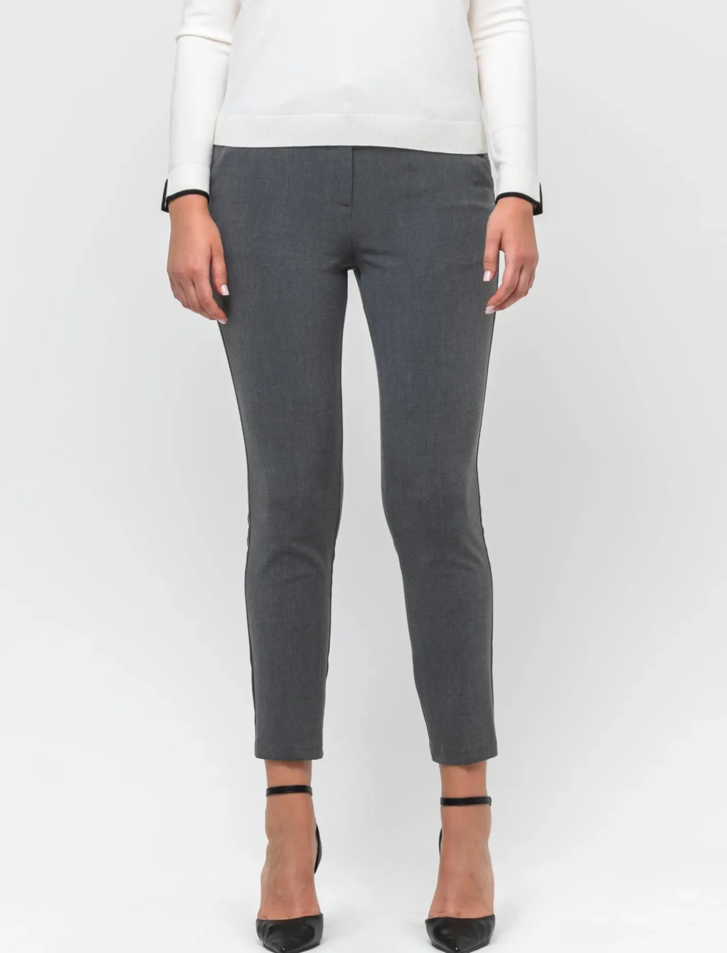 Piazza Italia Patalone taglio formale vestibilità straight con elastico jaquard - mel. Grigio Cheap