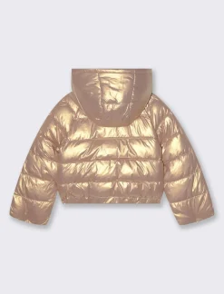 Piazza Italia Piumino corto da bambina effetto metallizzato rosè con cappuccio - Rosa Sale