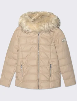 Piazza Italia Piumino imbottito con cappuccio e pelliccia in finta pelle - Beige Flash Sale