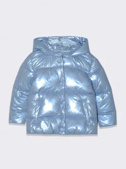 Piazza Italia Piumino lucido, morbido, con bottoni a pressione - Azzurro Flash Sale