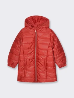 Piazza Italia Piumino lungo con cappuccio e zip frontale - Rosso Shop