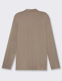 Piazza Italia Polo derby con colletto classico a rever in puro cotone slub a maniche lunghe - kaki Verde Outlet