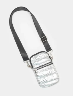 Piazza Italia Portafogli da donna con tracollina trapuntata - Argento Discount