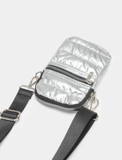 Piazza Italia Portafogli da donna con tracollina trapuntata - Argento Discount