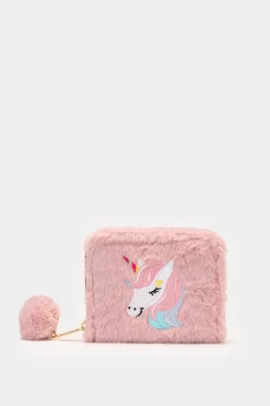 Piazza Italia Portamonete da bambina con unicorno in pelliccia - Rosa Best Sale