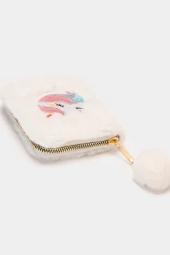 Piazza Italia Portamonete da bambina con unicorno in pelliccia - Bianco Best