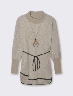 Piazza Italia Pullover collo alto con maniche a 3/4 - Grigio tortora Clearance