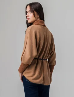 Piazza Italia Pullover collo alto con maniche a 3/4 - Cammello Hot