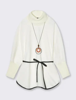 Piazza Italia Pullover collo alto con maniche a 3/4 - Bianco latte Store